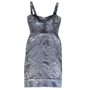Herve Leger Therese Novelty Foil Bandage Dress Size: XS